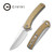 CIVIVI Asticus Flipper Knife Stonewashed Brass 3.80” Satin D2 Drop Point C2002E