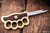 Burn Knives K-Razor Brass/Dragon Inlays  4" Dagger Satin Polish