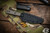 Bastinelli Knives "Silence Slim" Fixed Blade Knife Green Canvas Micarta 5" Dark Stonewash