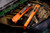 Heretic Knives Manticore S Automatic OTF Knife Orange 2.6" Tanto Two-Tone Black H023-10A-ORG