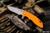 Rick Hinderer Knives XM-18 3.5" Recurve Knife Orange G10, Battle Bronze