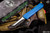 Heretic Knives Manticore E OTF Automatic Knife Blue 3.2" Tanto Battleworn Black H027-8A-BLU