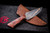 HT Customs Red Blue Box Elder Burl Fixed Blade Knife 4.5" Baker Forge Copper Dark Mai