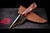 HT Customs Red Blue Box Elder Burl Fixed Blade Knife 4.5" Baker Forge Copper Dark Mai