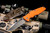Rick Hinderer Knives "EKclusive" EKlipse Non-Flipper 3.5" Spearpoint Knife Orange G10, Stonewash Bronze