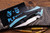 Arcane Design/Isham Bladeworks "The Plexus" Folding Knife Black/Teal Titanium 3.6" Japanese Tanto Satin