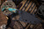 Stroup Knives Bravo 5 Custom Fixed Blade Knife Turquoise Wood 3.5" 1095 Carved Drop Point w/ Black Sheath