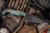 Stroup Knives Bravo 5 Custom Fixed Blade Knife Turquoise Wood 3.5" 1095 Carved Drop Point w/ Black Sheath