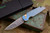 ProTech Custom TR-3 002 Blue/Gold Fish Scale Titanium Automatic Knife 3.5" Damasteel