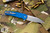 ProTech Malibu Manual Flipper Knife Blue Textured 3.25" MagnaCut Wharncliffe Stonewash 5305-Blue