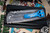 Chaves Knives Ultramar Redencion Street "Topo Pattern" Blue Titanium Folding Knife 3.25" Drop Point
