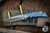Spartan Blades Custom SHF Harsey Folder Knife "Paisley Blue" Titanium 3.25" Stonewash