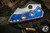 Sergey Rogovets Custom "Rhino" Cracked Blue Titanium 3.5" S45VN Satin W/Lanyard