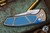ProTech SBR Custom Automatic Folding Knife Blue/Bronze Knurled Titanium 2.5" Stonewash   2023.006