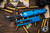 Microtech UTX-85 OTF Automatic Knife Blue 3" Tanto Black Serrated 233-2BL