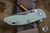 Rick Hinderer Knives XM-18 3.5" Slicer Folding Knife Translucent Green G10, Stonewash Blue