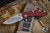 Rick Hinderer Knives XM-18 3.5" Slicer Folding Knife Red G10, Battle Blue