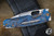 Medford Infraction Folding Knife Blue Deep-Cut Laurel Leaf Filigree Titanium 3.6" Drop Point Tumbled