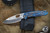 Medford Infraction Folding Knife Blue Deep-Cut Laurel Leaf Filigree Titanium 3.6" Drop Point Tumbled