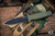 Demko Knives Armiger 4 Fixed Blade Knife OD Green 4.2" Spear Point Serrated Black