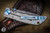 Spartan Blades SF10 Harsey Folder Custom Titanium Stonewash Blue Accents 3.25" Drop Point Damascus