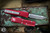 Microtech UTX-85 OTF Automatic Knife Merlot Red 3" Tanto Serrated Apocalyptic Stonewash 233-11APMR