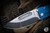 (Preowned) Medford Slim Midi Folding Knife Left Hand Blue Titanium 3.25" Tanto Tumbled