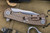 Hinderer Knives Project X Flipper Knife Blue/Black G10 3.65" Bronze Stonewash