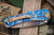 Medford Marauder-H Folding Knife Bronze/Blue Stained Glass Sculpted Titanium 3.75" Vulcan Drop Point