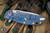 Hinderer Knives XM-24 4.0" Spearpoint Knife Natural Micarta, Brass Accents, Battle Blue
