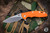Rick Hinderer Knives XM-18 3.5" Slicer Folding Knife Orange G10, Stonewash Bronze