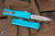 Microtech Hera II Mini OTF Automatic Knife Turquoise 3" Dagger Stonewash Serrated 1702M-11TQ