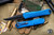 Heretic Knives Manticore X OTF Knife Blue Grenade Grip 3.75" Bowie DLC H030BF-6A-BLU