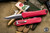 Heretic Knives Manticore X OTF Knife Red Grenade Grip 3.75" Bowie Stonewash H030BF-2A-RED