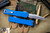 Heretic Knives Manticore X OTF Knife Blue Grenade Grip 3.75" Bowie Stonewash H030BF-2A-BLU