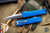 Heretic Knives Manticore X OTF Knife Blue Grenade Grip 3.75" Bowie Stonewash H030BF-2A-BLU