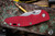 Hinderer Knives XM-18 3.5" Bowie Non Flipper Folding Knife Red G10, Stonewash Blue