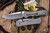 Left Hand-Chris Reeve Knives Large Inkosi Folding Knife Glass Blasted Titanium, Blue Accents 3.6" MagnaCut Drop Point LIN-1109