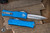 30th Anniversary Microtech Hera II Mini OTF Automatic Knife Blue Aluminum 3" Dagger Satin 1702M-4BL30