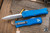 30th Anniversary Microtech Hera II Mini OTF Automatic Knife Blue Aluminum 3" Dagger Satin 1702M-4BL30