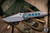 Koert Knives Custom Mini Sabot Tumbled Titanium Vintage Blue Paper Micarta Inlay 3" Zirblasted