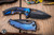 Heretic Knives Medusa Manual Folding Knife Antique Blue-Purple Titanium 3.25" MagnaCut Tanto Black H009-6A-TIBLURP