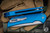 ProTech Mordax Manual Flipper Knife Blue Gridlock Texture 3.75" MagnaCut Drop Point Stonewash MX105-BLUE-GRIDLOCK