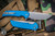 ProTech Mordax Manual Flipper Knife Blue Gridlock Texture 3.75" MagnaCut Drop Point Stonewash MX105-BLUE-GRIDLOCK