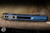 Microtech Marfione Select MSI Mini Ram-Lok Knife Antique Blue Slab Titanium, Blue Accents  3.25" M390 Sheepsfoot Full Serrated Apocalyptic 210M-12APMS2