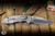 Rick Hinderer Knives XM-18 Folding Knife Blue/Black G10/Stonewash Titanium 3" 20CV Bowie Stonewash