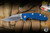 Rick Hinderer Knives XM-18 Folding Knife Blue/Black G10/Stonewash Titanium 3" 20CV Bowie Stonewash