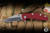Rick Hinderer Knives XM-18 3" Bowie 20CV Stonewash, Red G10/Working Finish Titanium