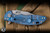 Rick Hinderer Knives XM-18 3" Bowie 20CV Working Finish, Black G10/Battle Blue Titanium