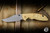 Preowned- Hinderer Knives XM-18 3.5" Bowie Non Flipper, Textured Brass Milled Horsehead